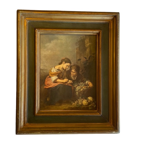 Beautiful Picture of Woman Picking Fruit and Counting Money. Framed. From Spain. - Picture 12 of 15